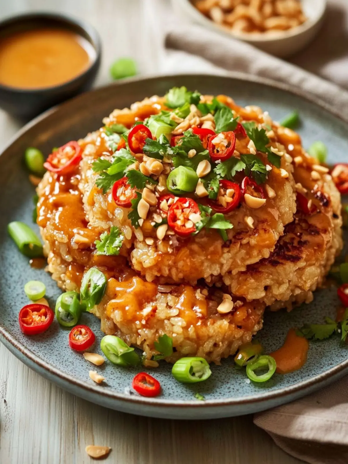 Crispy Rice Cakes with Spicy Peanut Sauce You’ll Crave 3 Crispy Rice Cakes with Spicy Peanut Sauce Recipe