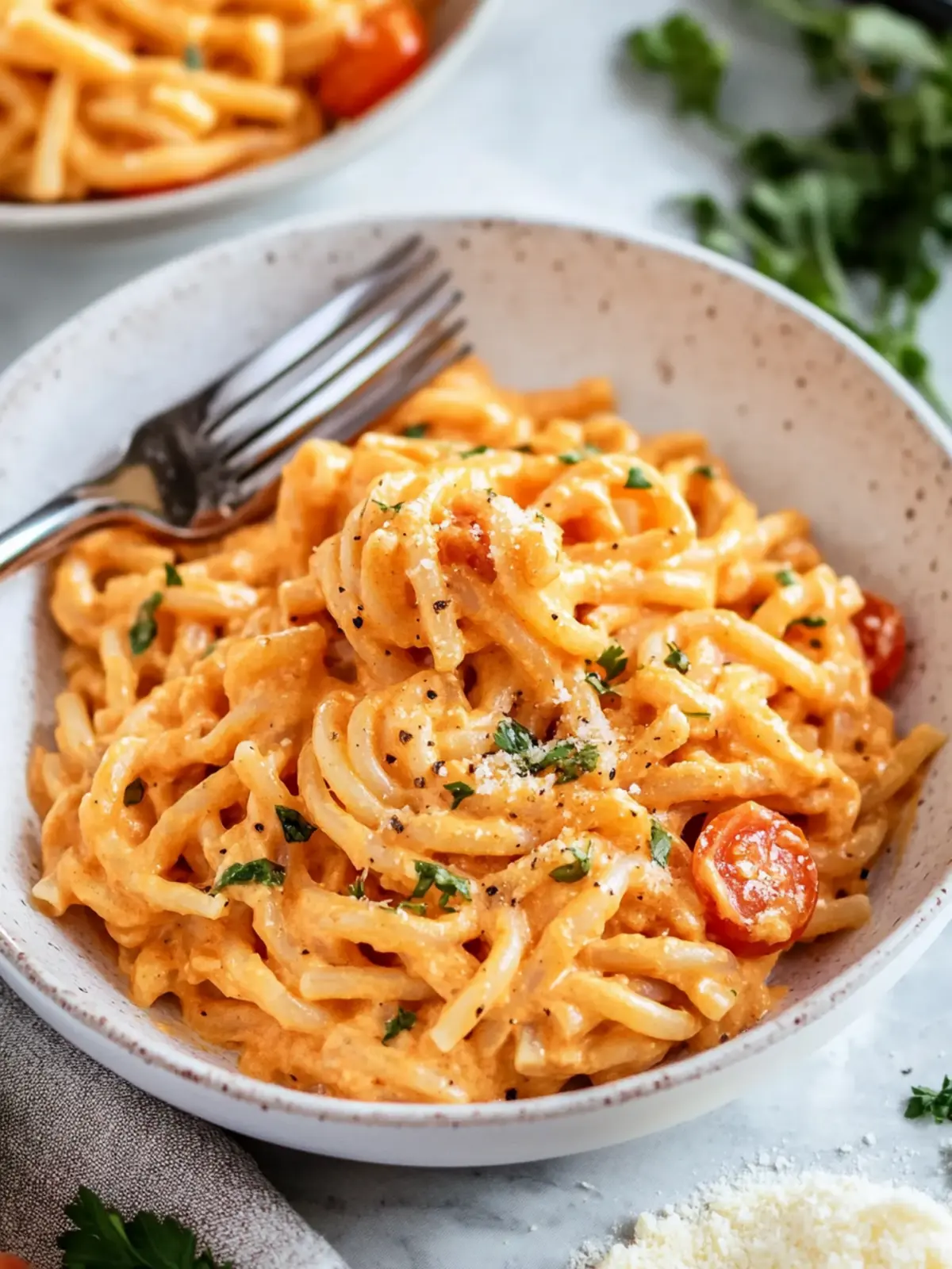 Cinco de Mayo Vegan Creamy Tomato Pasta With Herbs