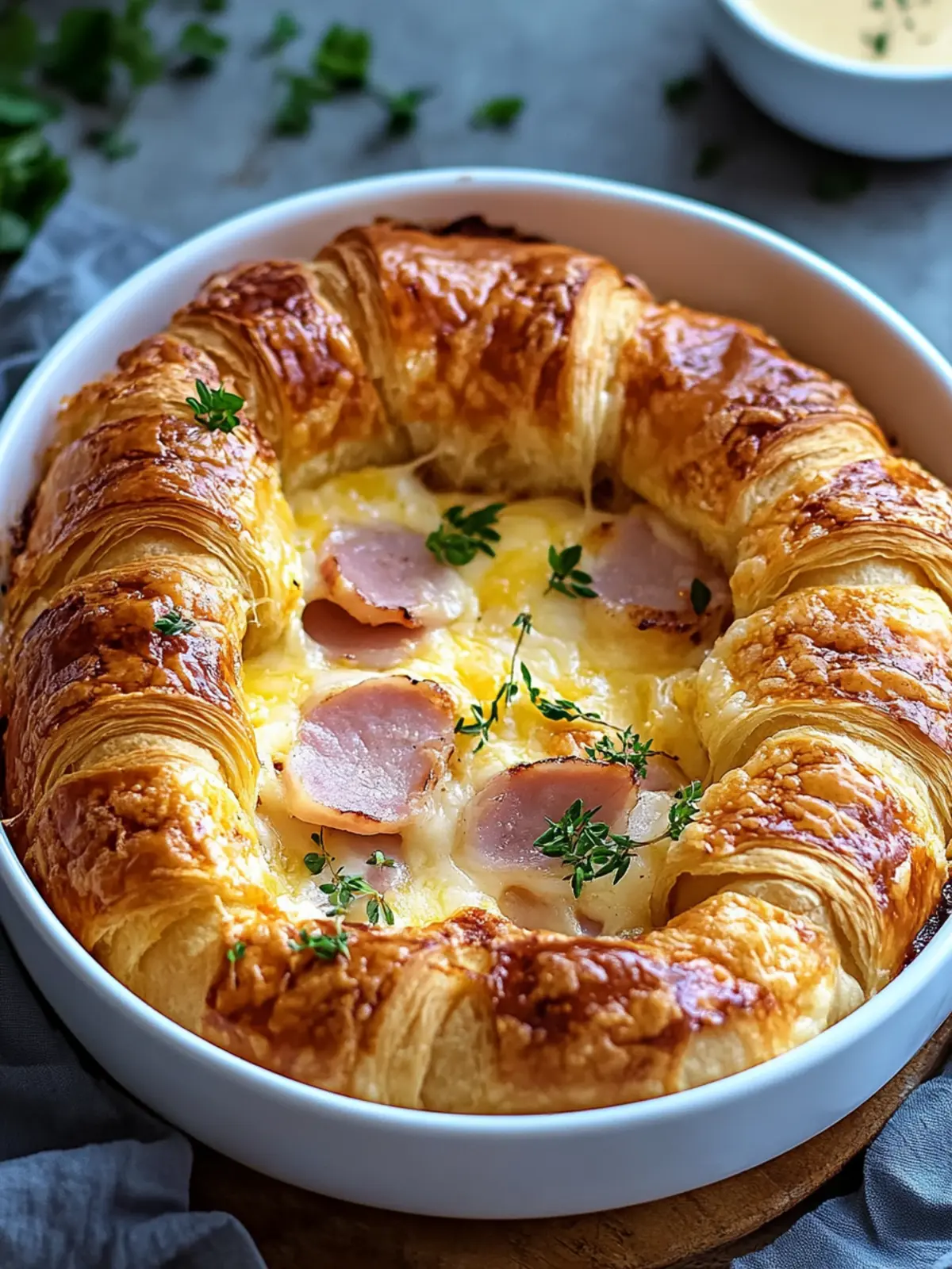 Heavenly Ham and Cheese Croissant Casserole