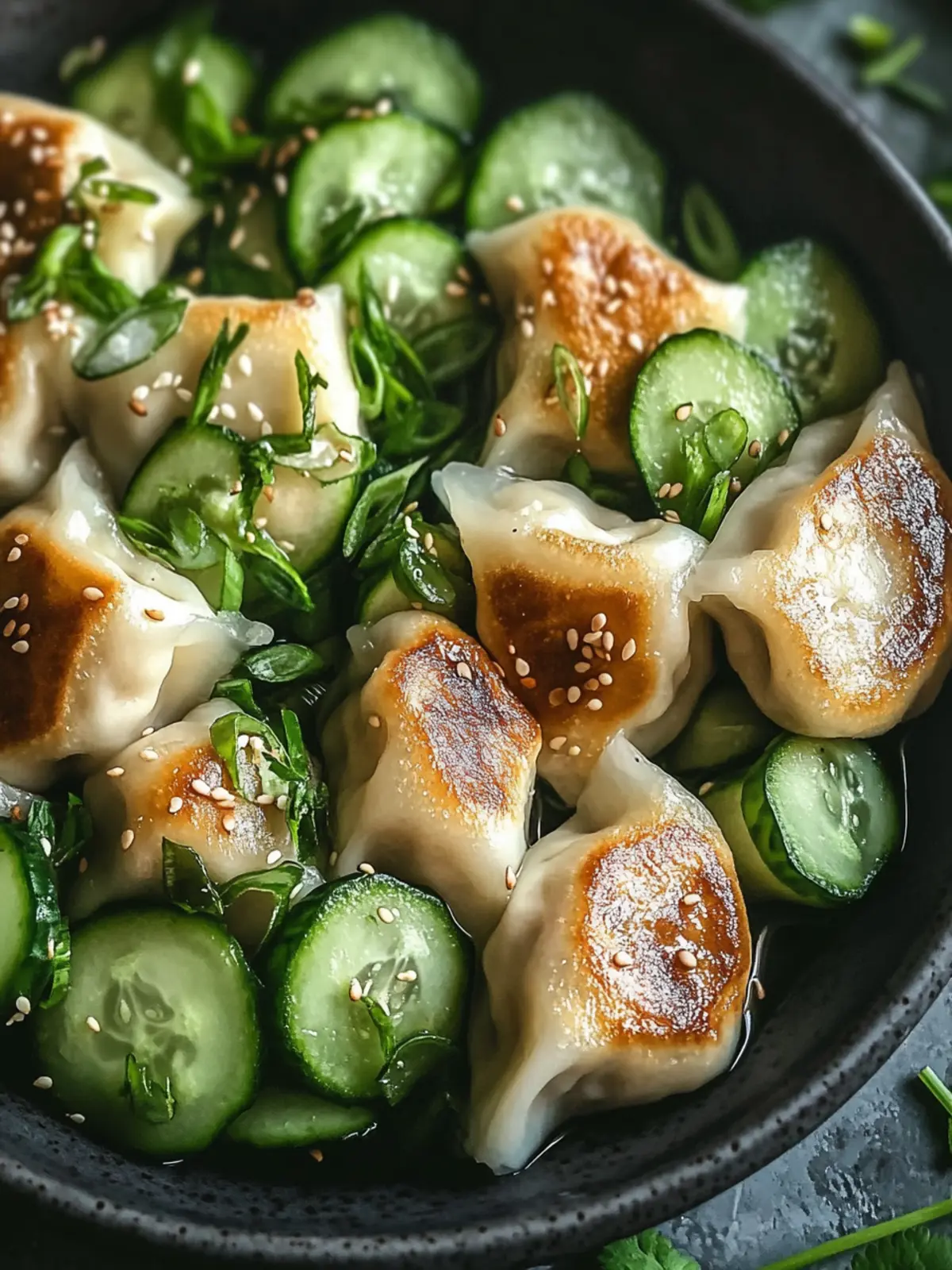 Dumpling and Smashed Cucumber Salad