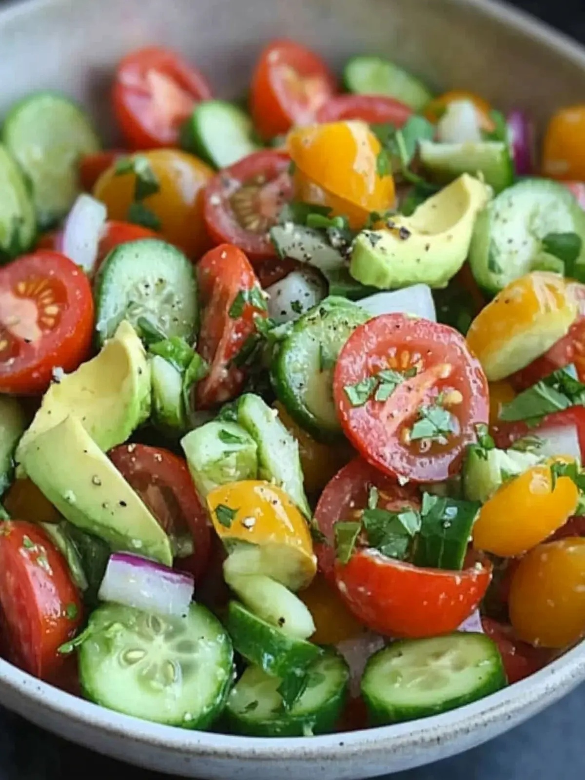 Memorial Day Tomato Cucumber Avocado Salad
