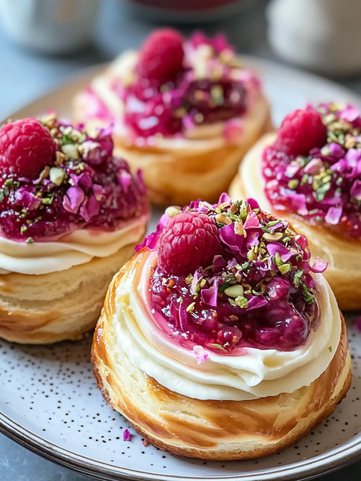 Raspberry and Rose Cheesecake Buns