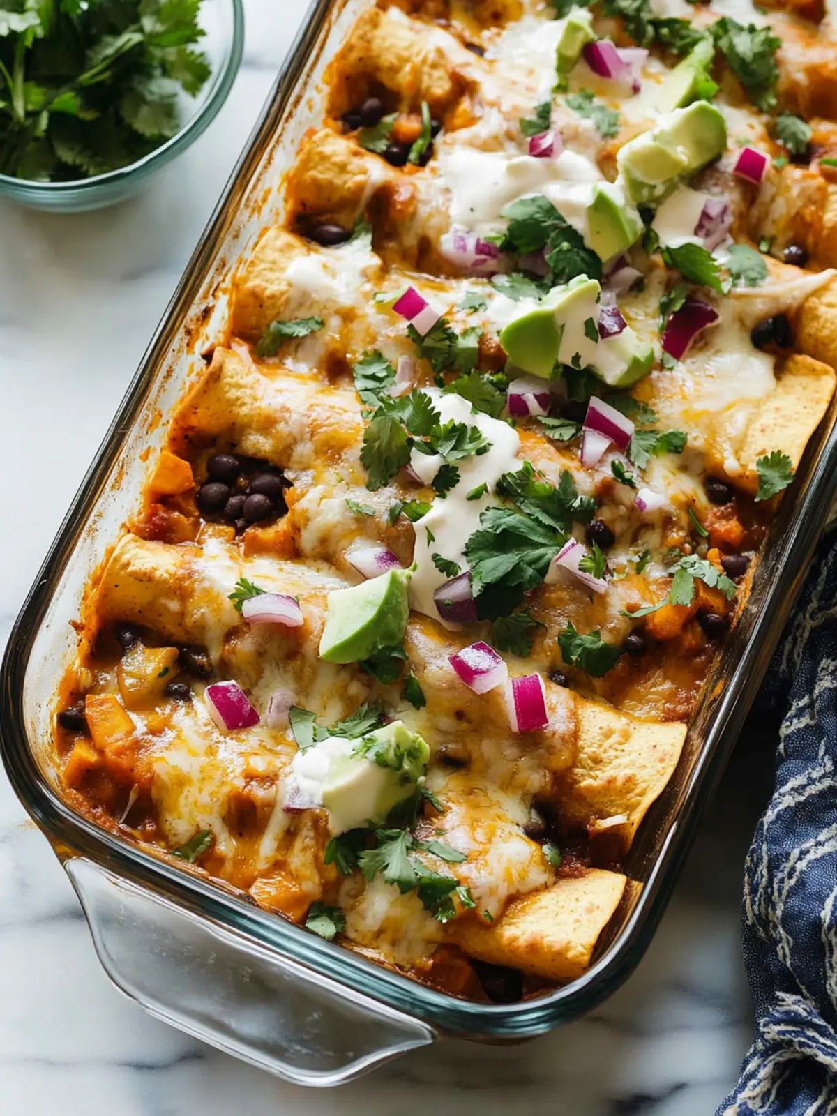 Mother's Day Sweet Potato and Black Bean Enchiladas