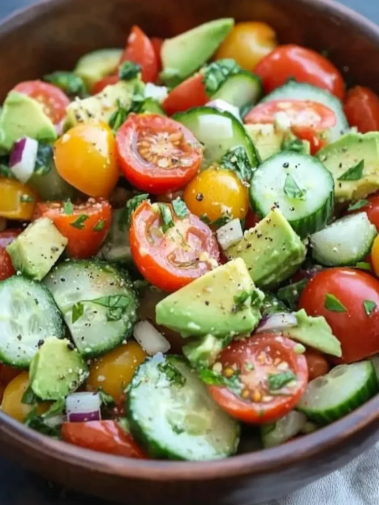 Memorial Day Tomato Cucumber Avocado Salad