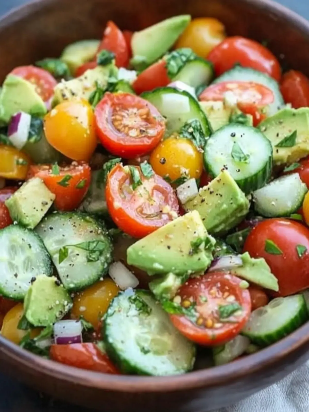 Memorial Day Tomato Cucumber Avocado Salad