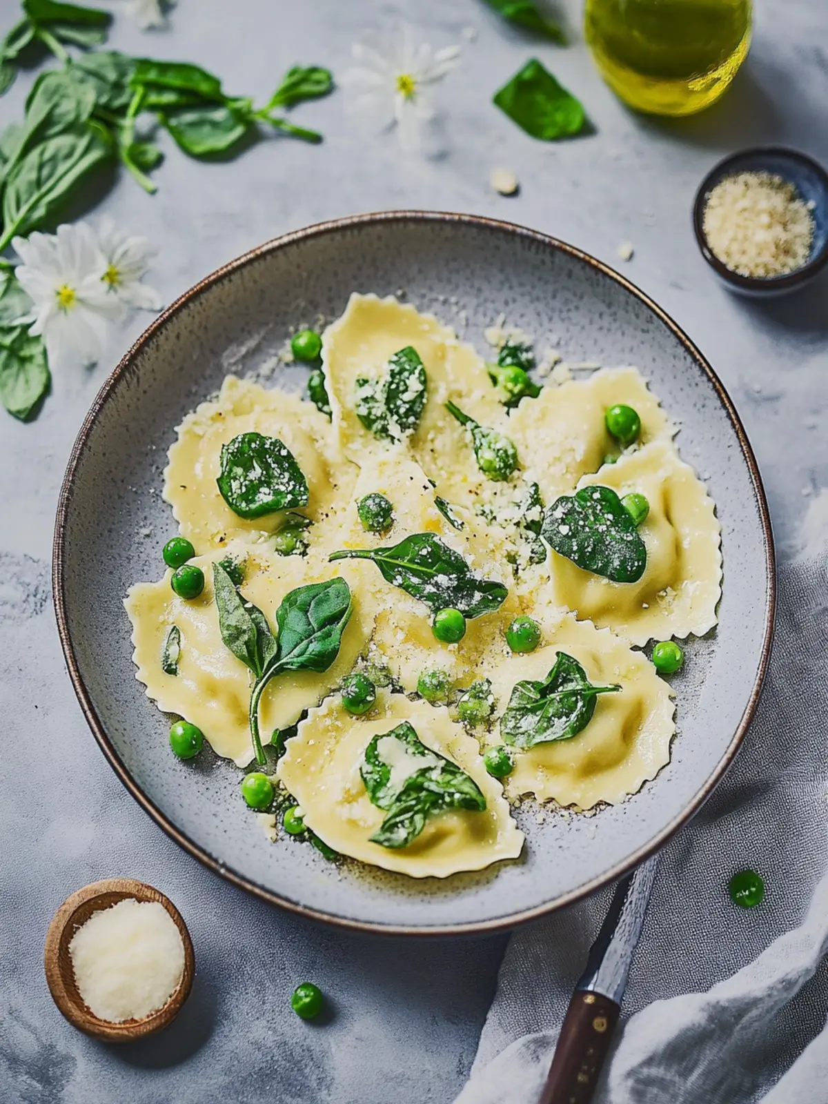 Mother's Day Creamy Lemon Ravioli with Spinach & Peas
