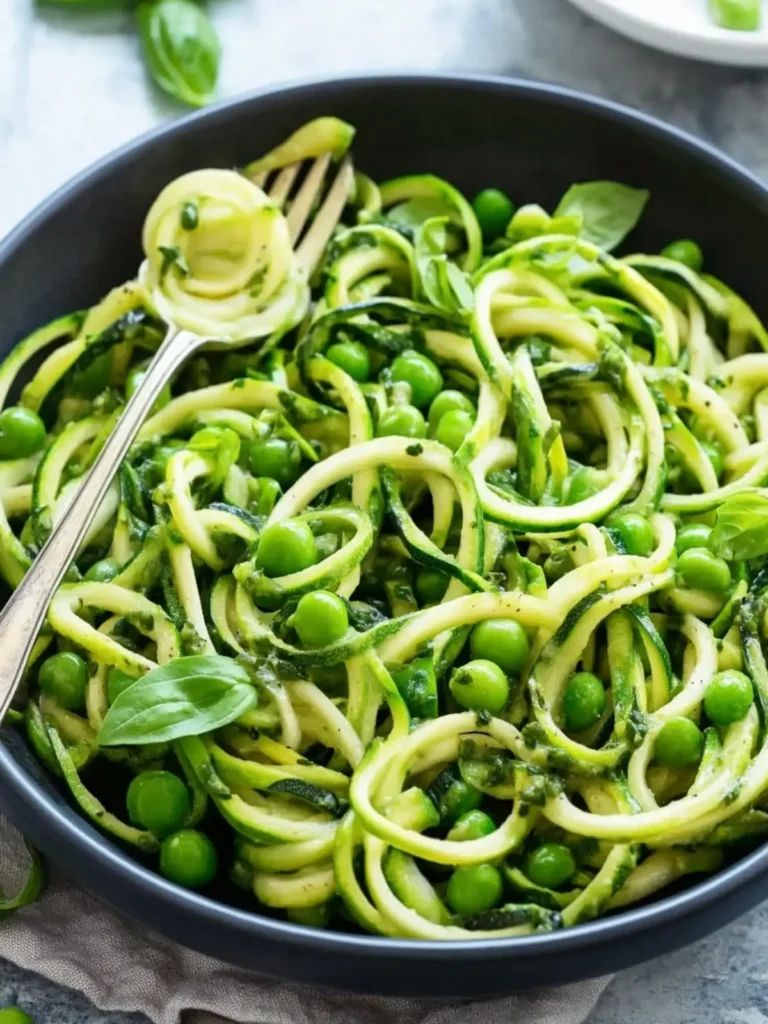 Cinco de Mayo Zucchini Noodles with Asparagus, Peas, and Basil Vinaigrette