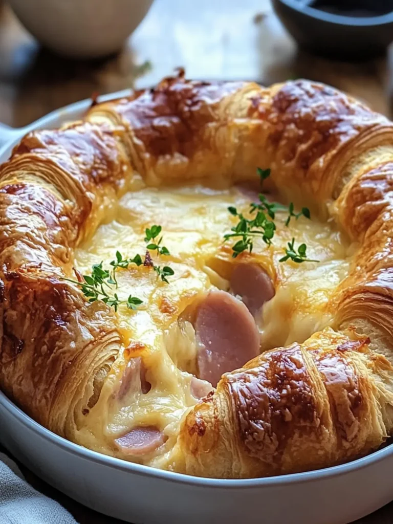 Heavenly Ham and Cheese Croissant Casserole