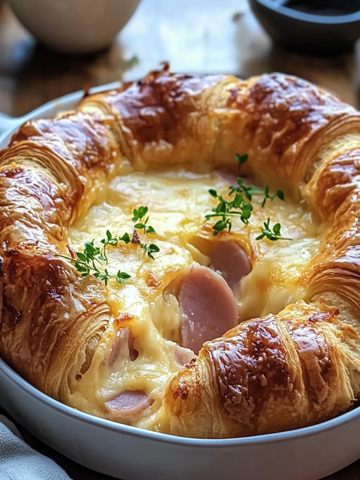 Heavenly Ham and Cheese Croissant Casserole