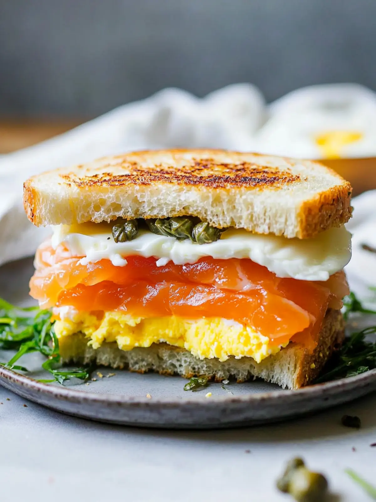 Indulge Mom with a Smoked Salmon Egg Sandwich Delight 2 Mother's Day Smoked Salmon Egg Sandwich With Caper Cream Cheese
