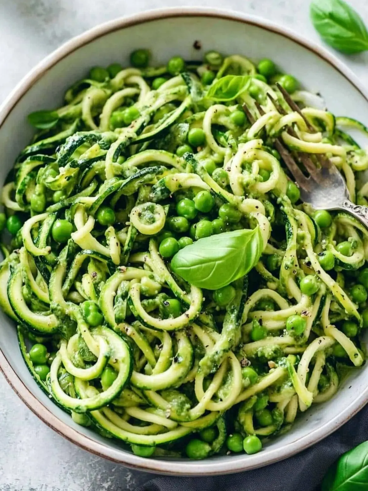 Cinco de Mayo Zucchini Noodles with Asparagus, Peas, and Basil Vinaigrette