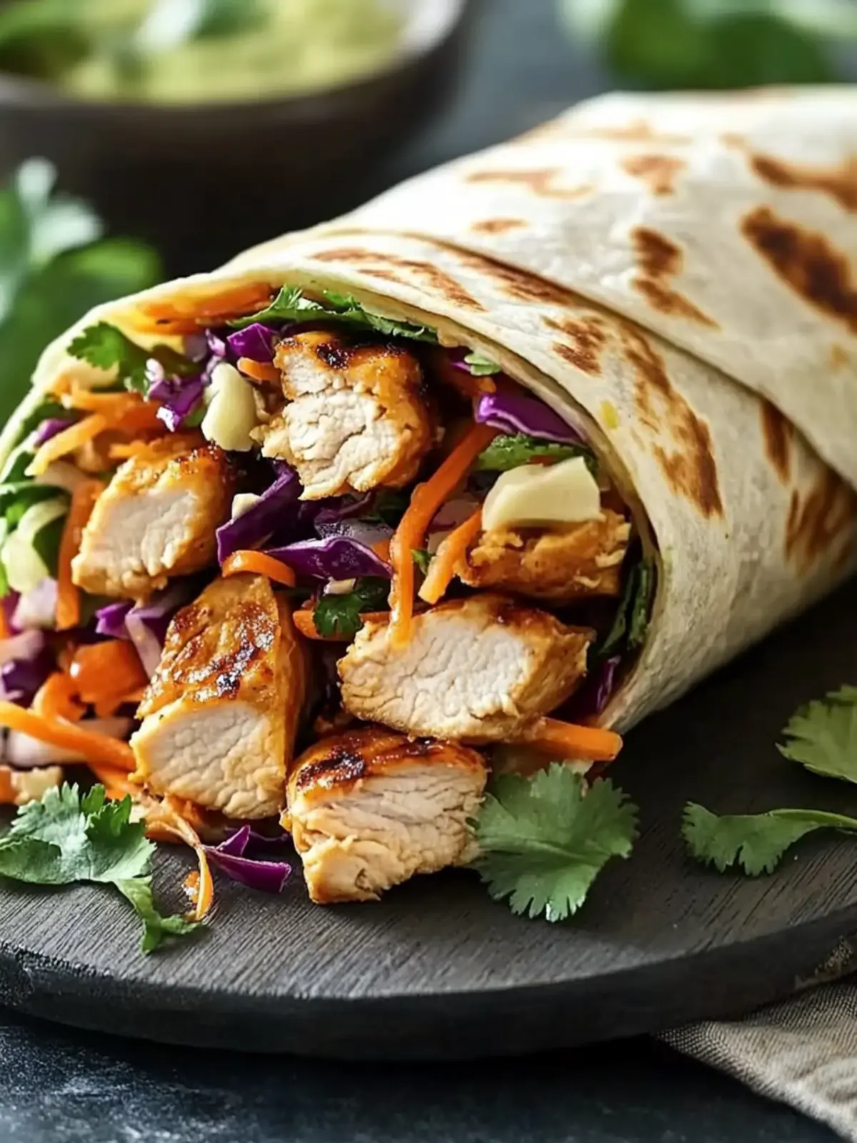 Cinco de Mayo Thai Chicken Wraps with Crunchy Asian Slaw