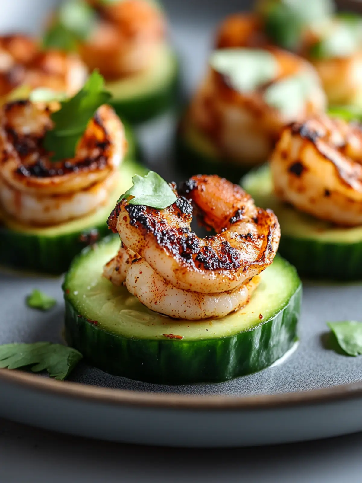 Blackened Shrimp Avocado Cucumber Bites