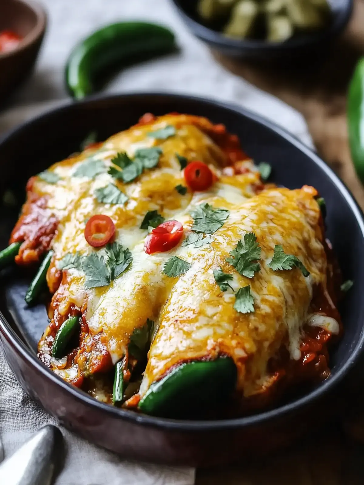 30-Minute Baked Chile Rellenos with Turkey Filling