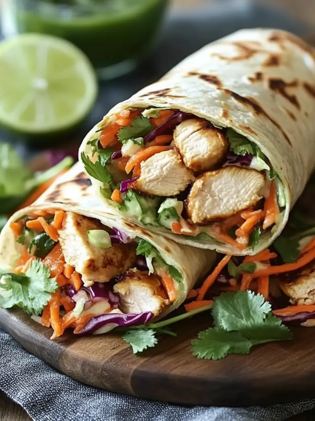 Cinco de Mayo Thai Chicken Wraps with Crunchy Asian Slaw