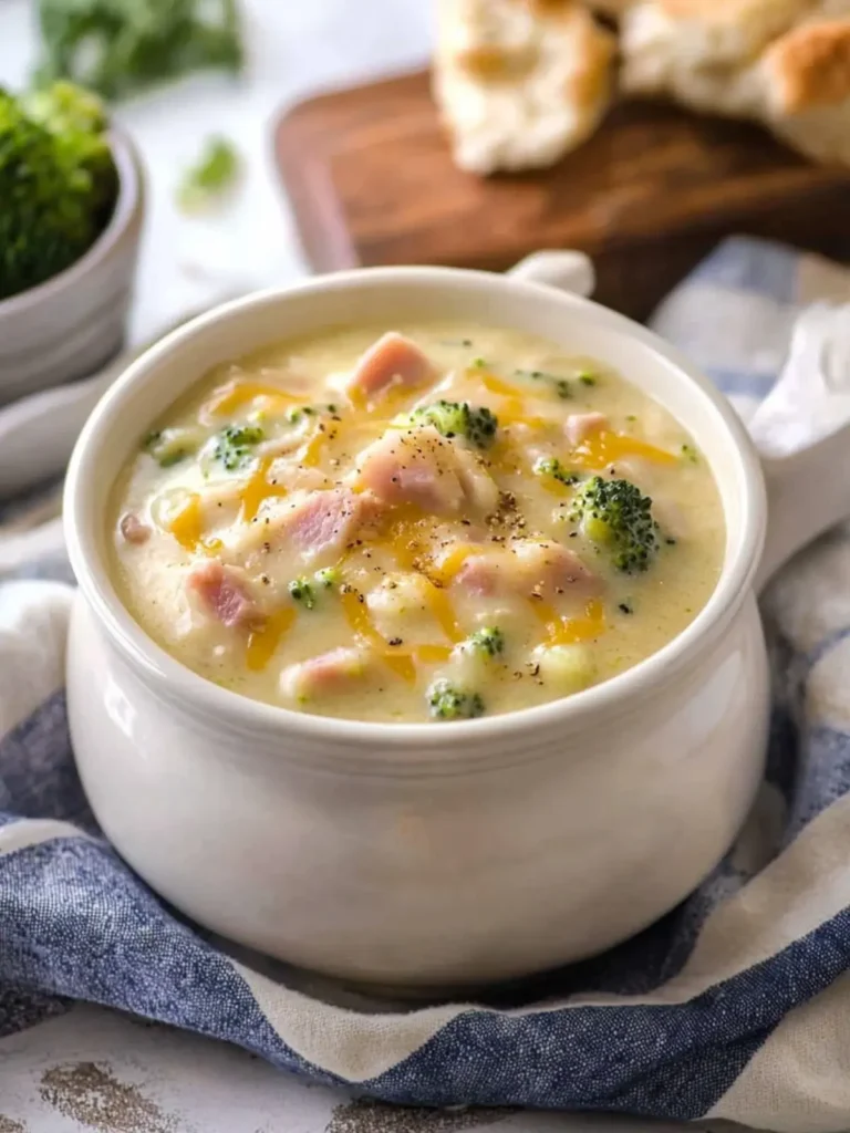 Cheesy Ham Broccoli Soup