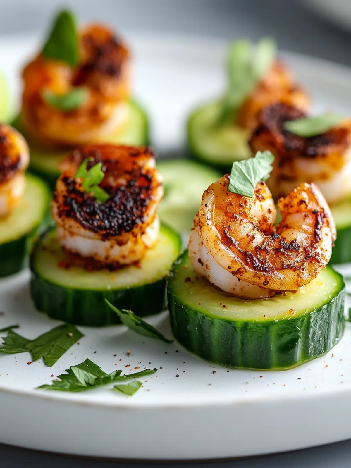 Blackened Shrimp Avocado Cucumber Bites