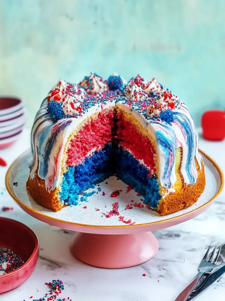 Memorial Day Red White & Blue Marble Cake
