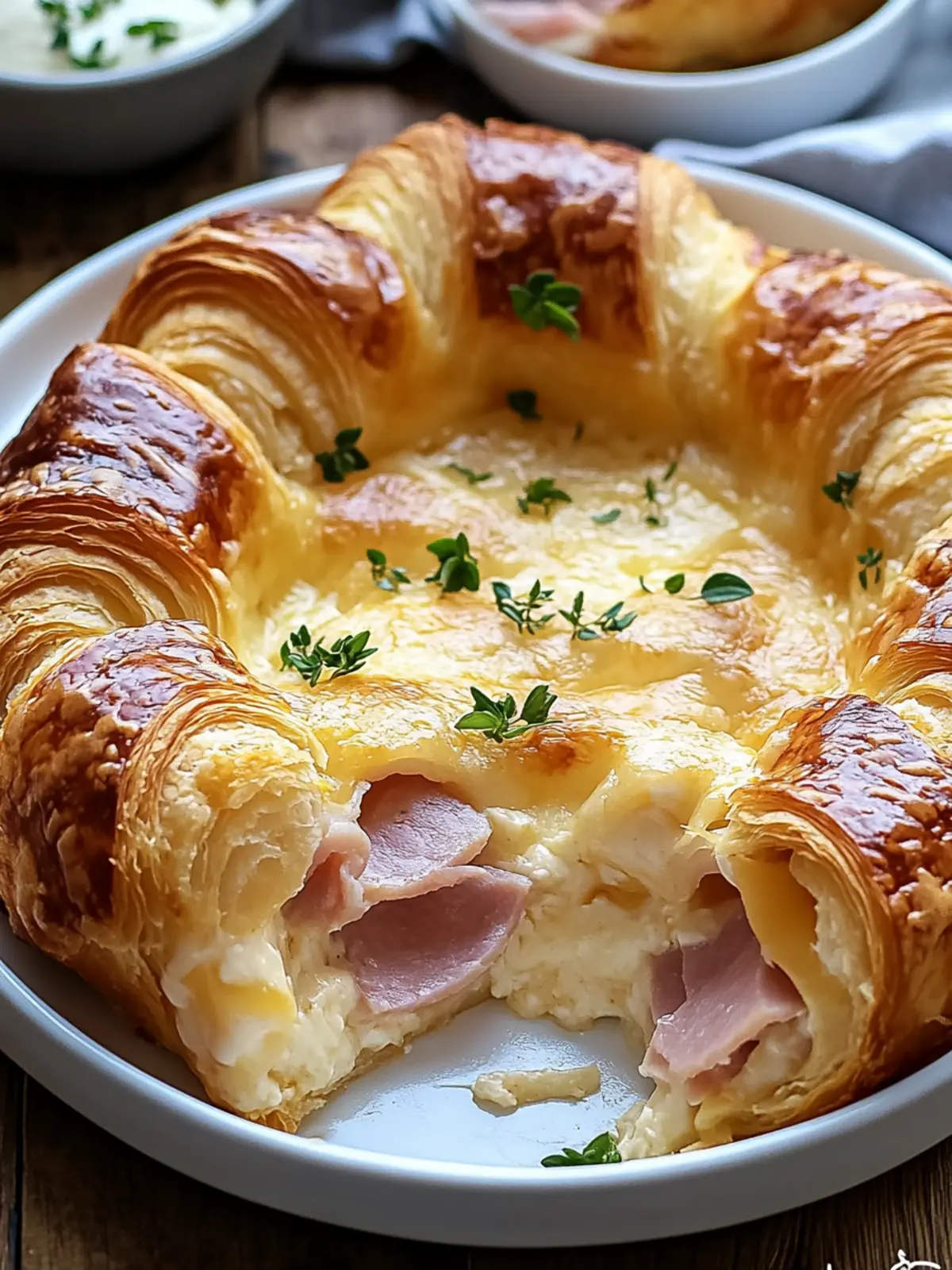 Heavenly Ham and Cheese Croissant Casserole