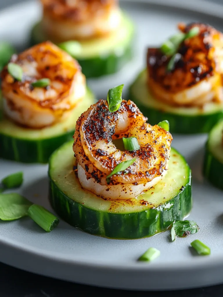 Blackened Shrimp Avocado Cucumber Bites