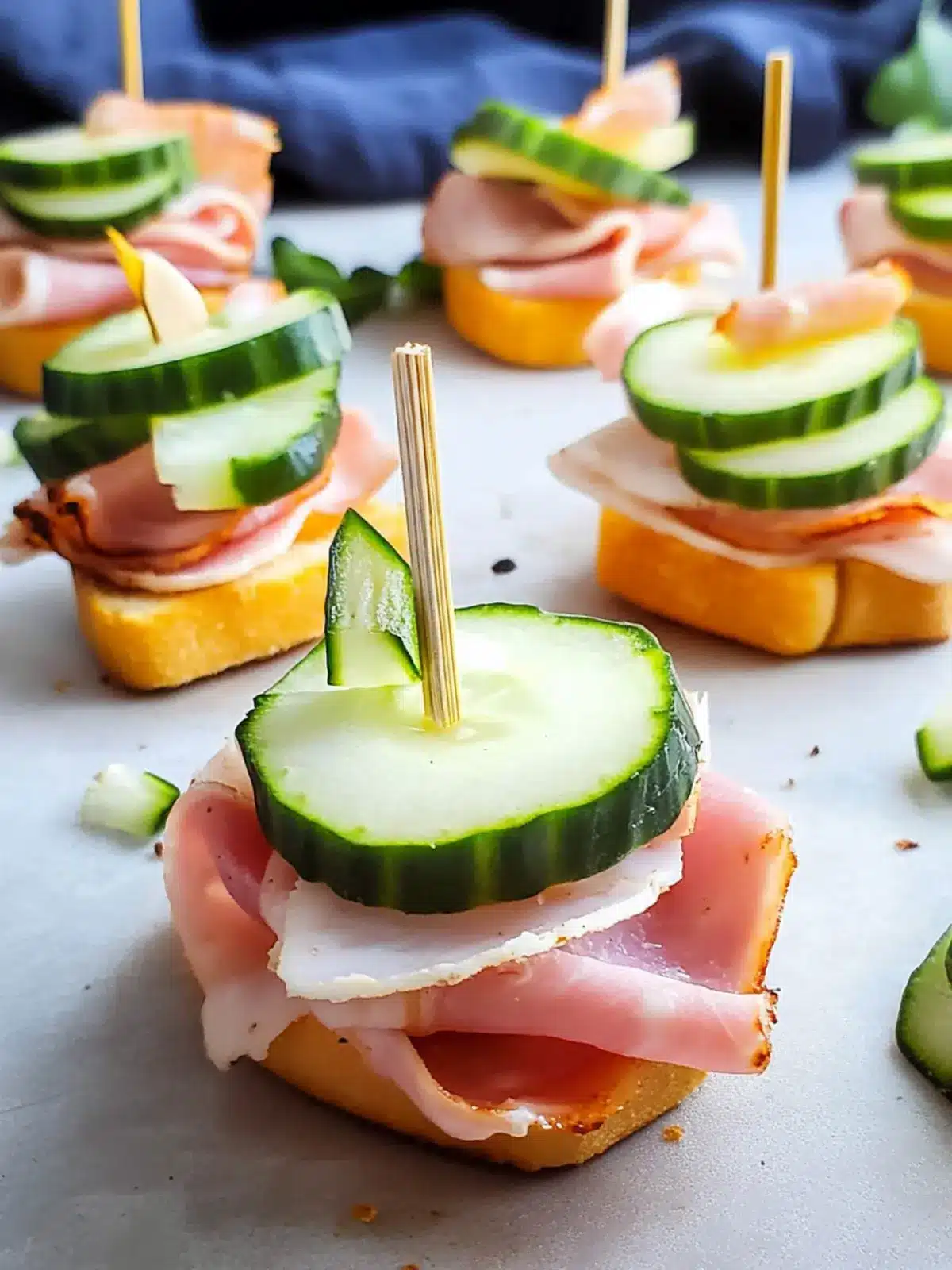 Ham & Cheese Cucumber Sandwich Bites