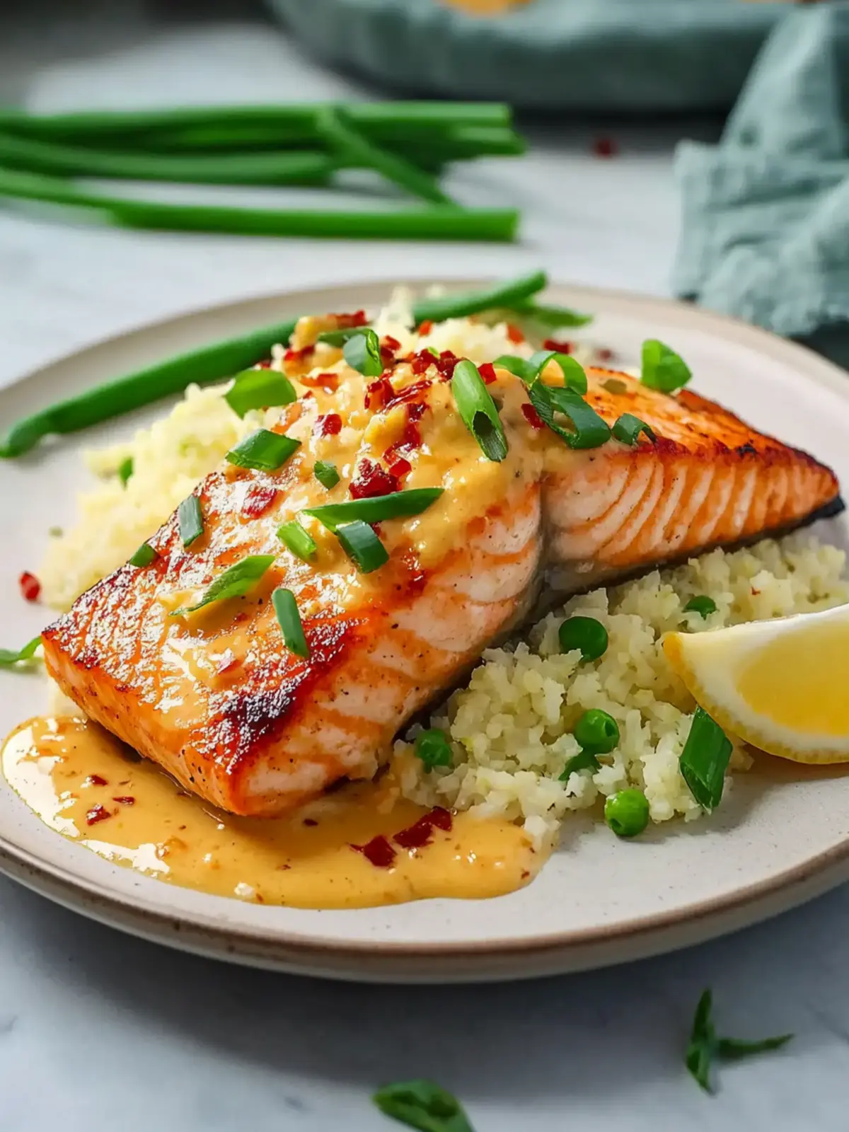 30-Minute Bang Bang Salmon with Cauliflower Rice