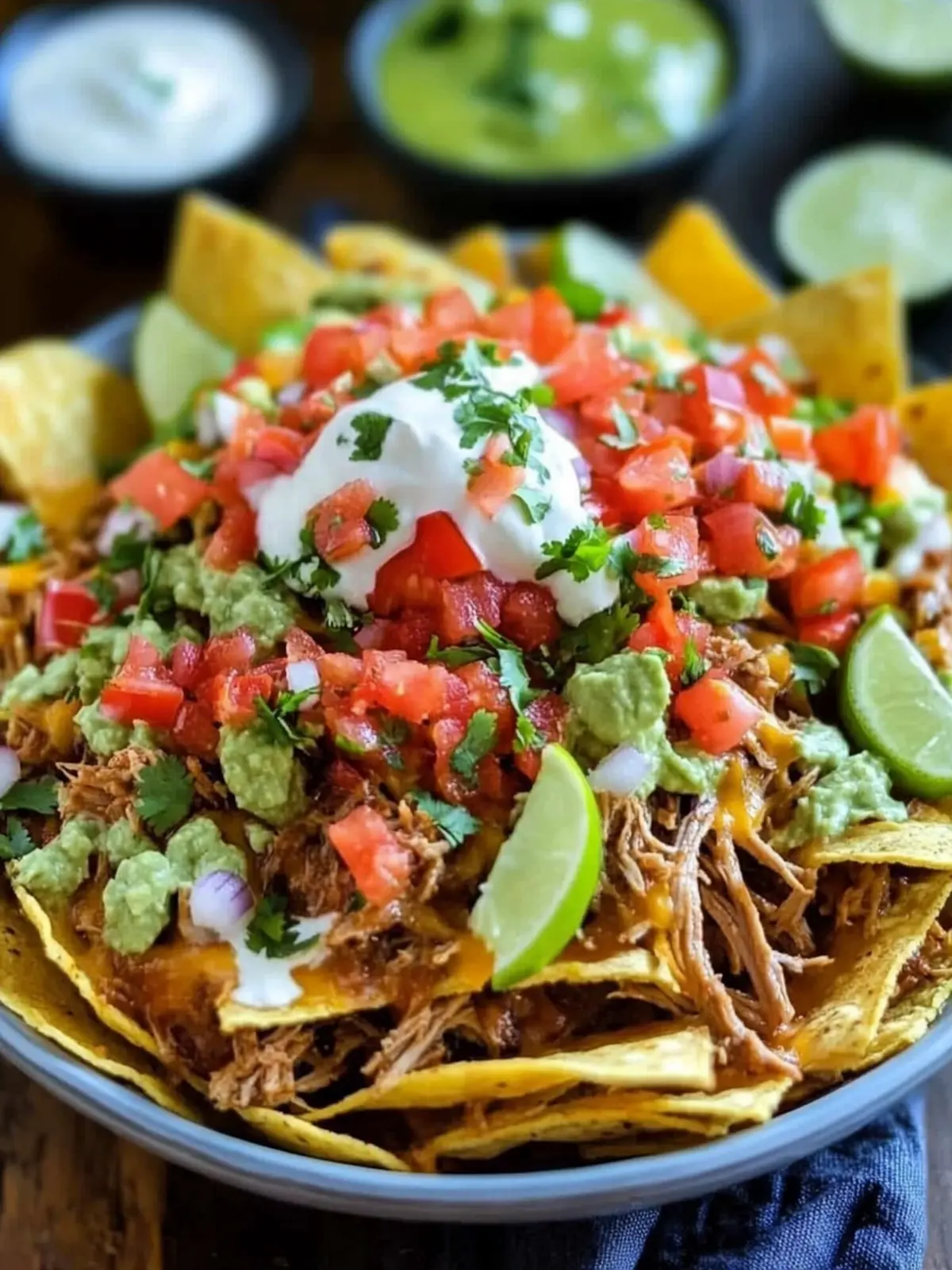 Spicy pulled pork nachos