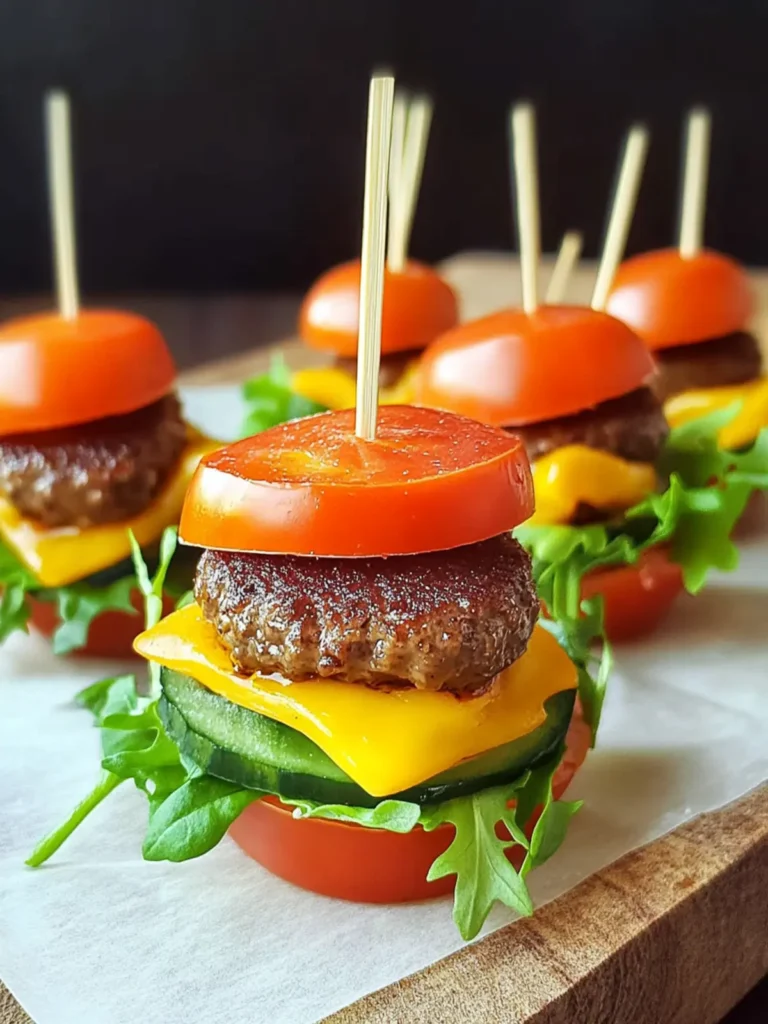 Mini Cheeseburger Bites on Toothpicks