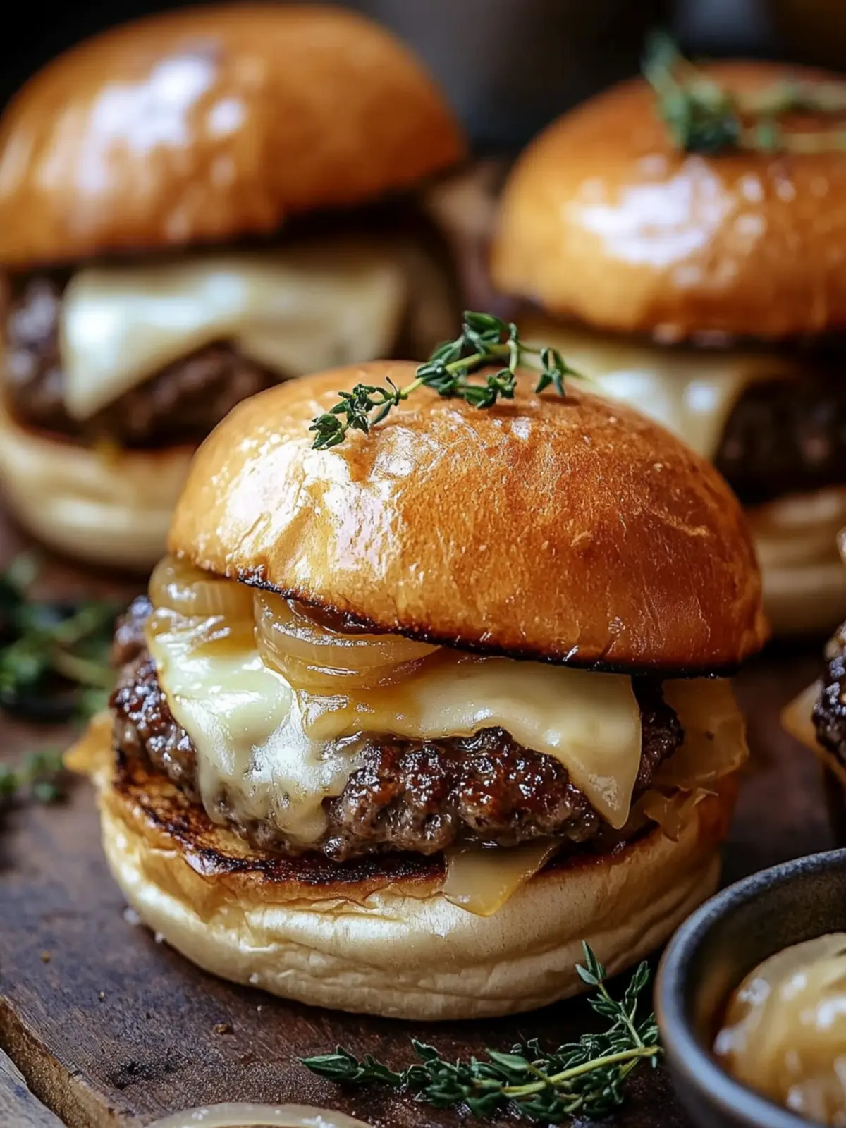 Smash Burger Sliders with Brie & Caramelized Onions