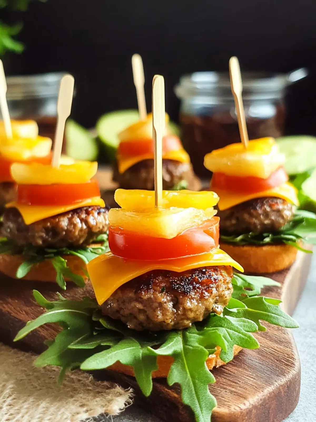 Mini Cheeseburger Bites on Toothpicks