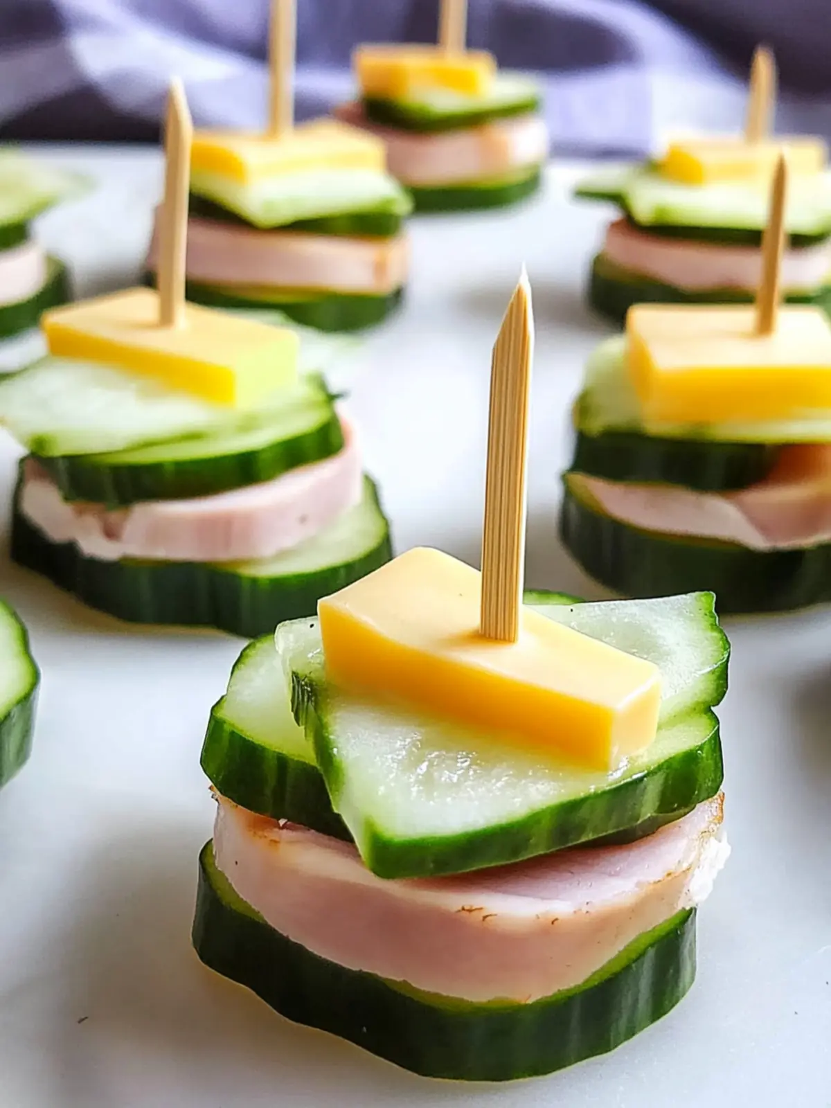 Ham & Cheese Cucumber Sandwich Bites