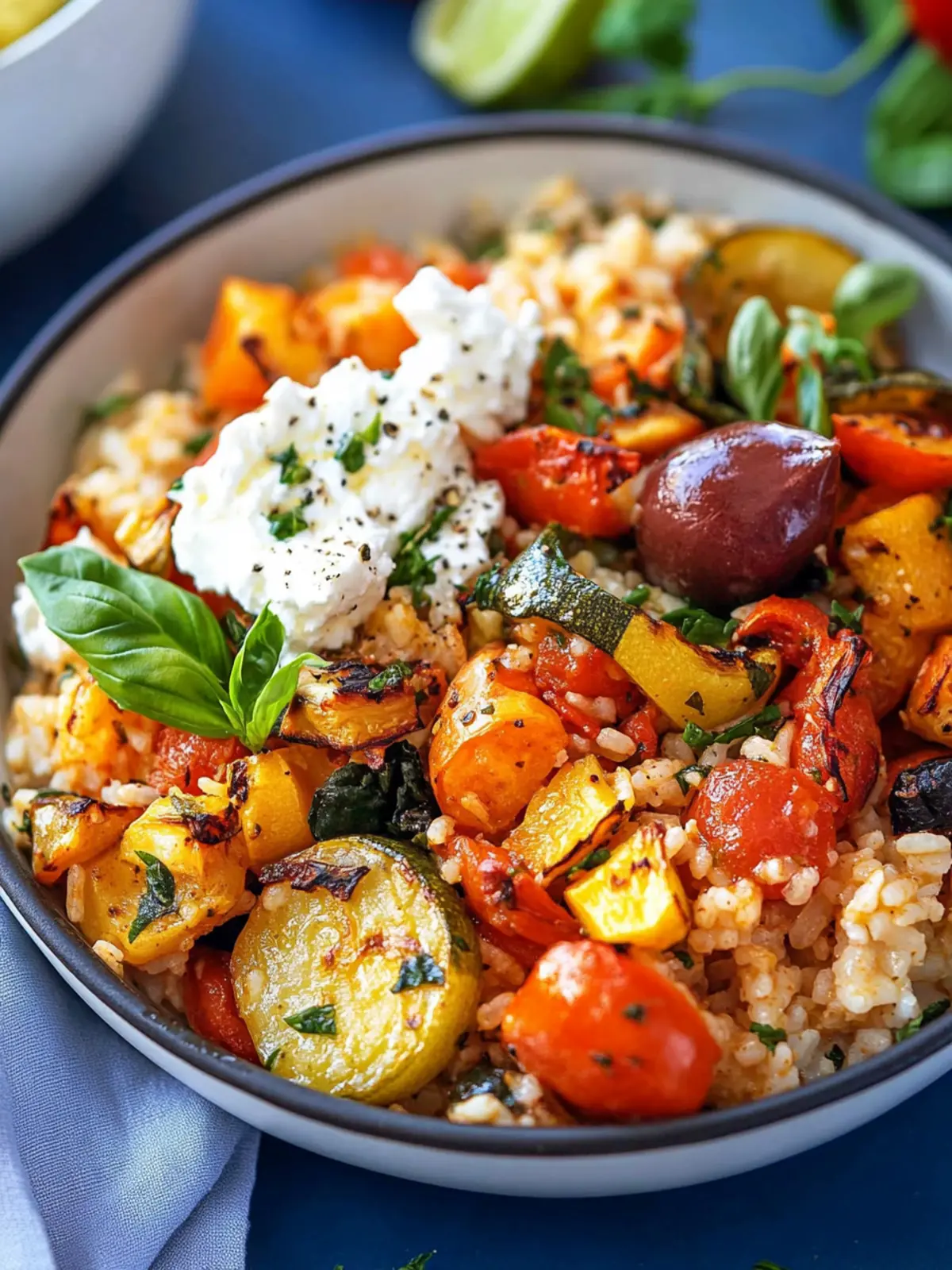 Mediterranean Rice Bowl with Greek-Style Roasted Veggies 4 Mediterranean Rice Bowl with Greek-Style Roasted Vegetables