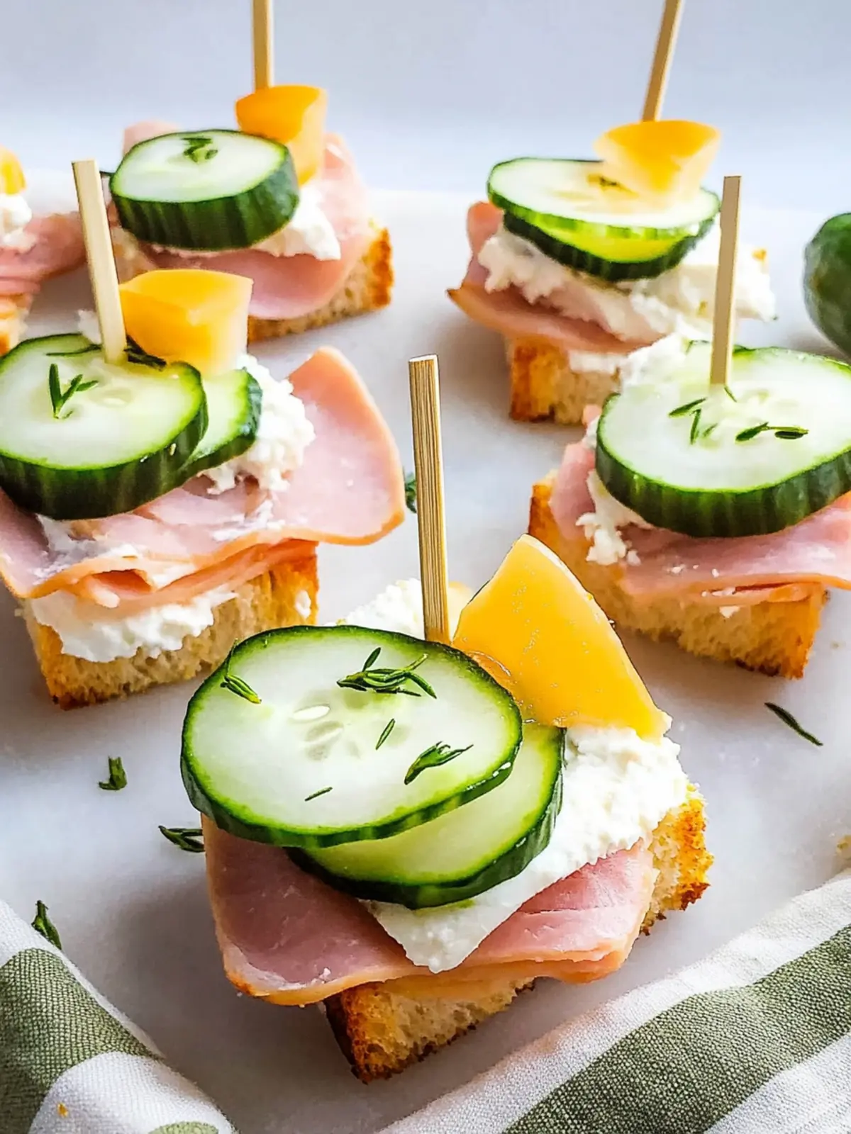 Ham & Cheese Cucumber Sandwich Bites