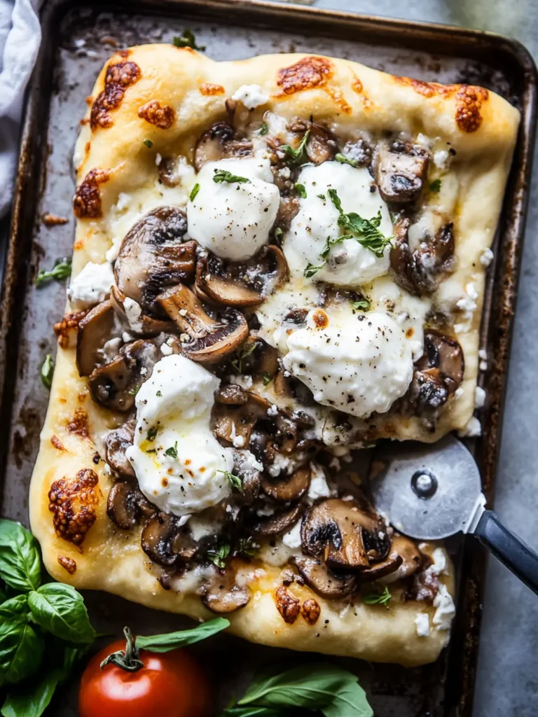 Father's Day Sheet Pan Mushroom & Burrata Pizza