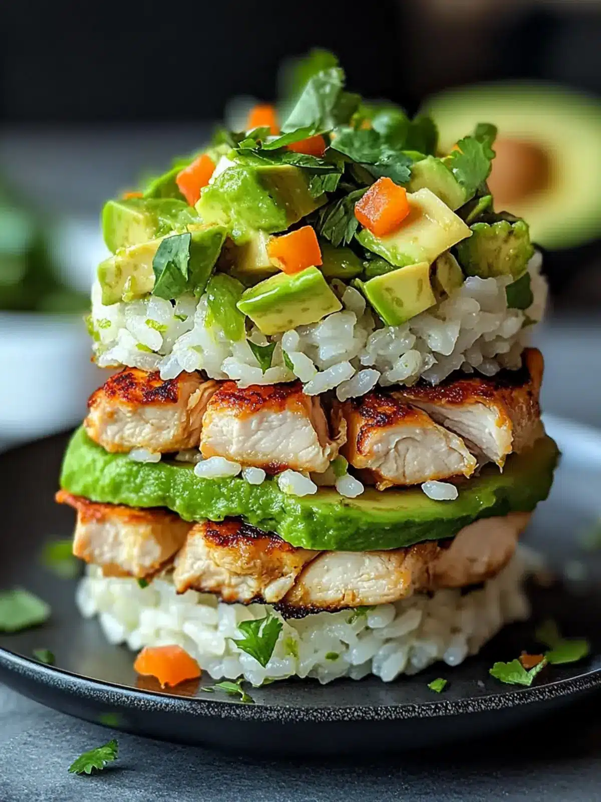 Honey Lime Chicken & Avocado Rice Stack