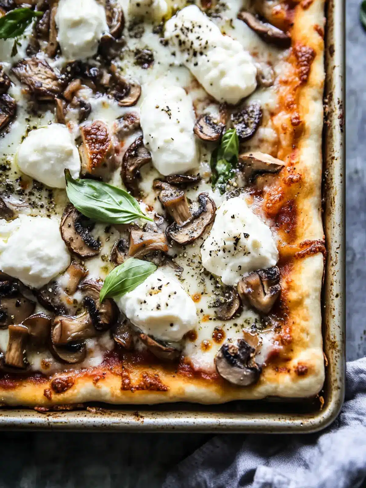 Father's Day Sheet Pan Mushroom & Burrata Pizza