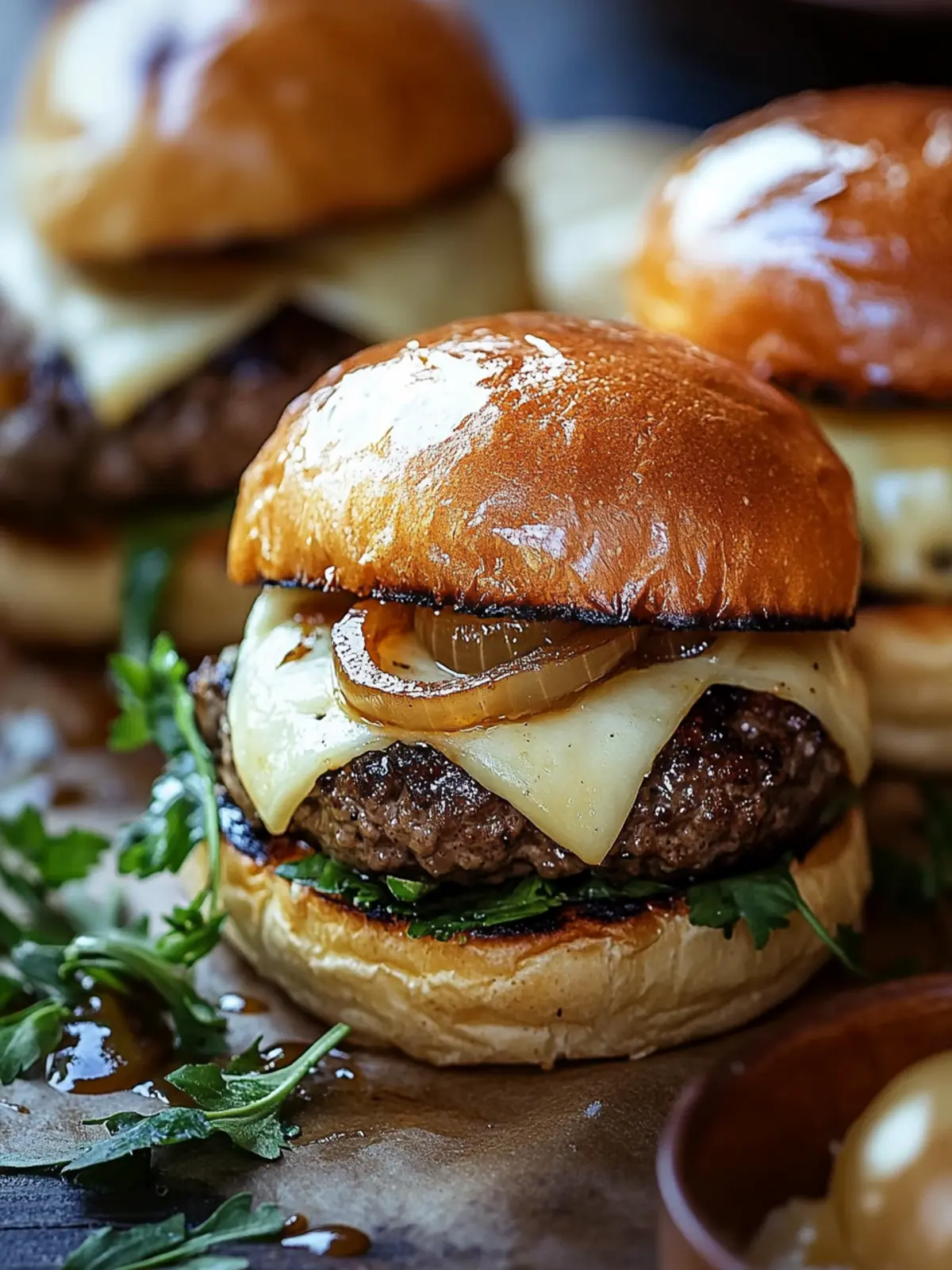 Smash Burger Sliders with Brie & Caramelized Onions