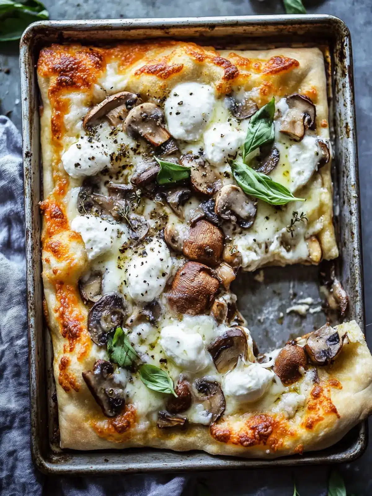 Father's Day Sheet Pan Mushroom & Burrata Pizza