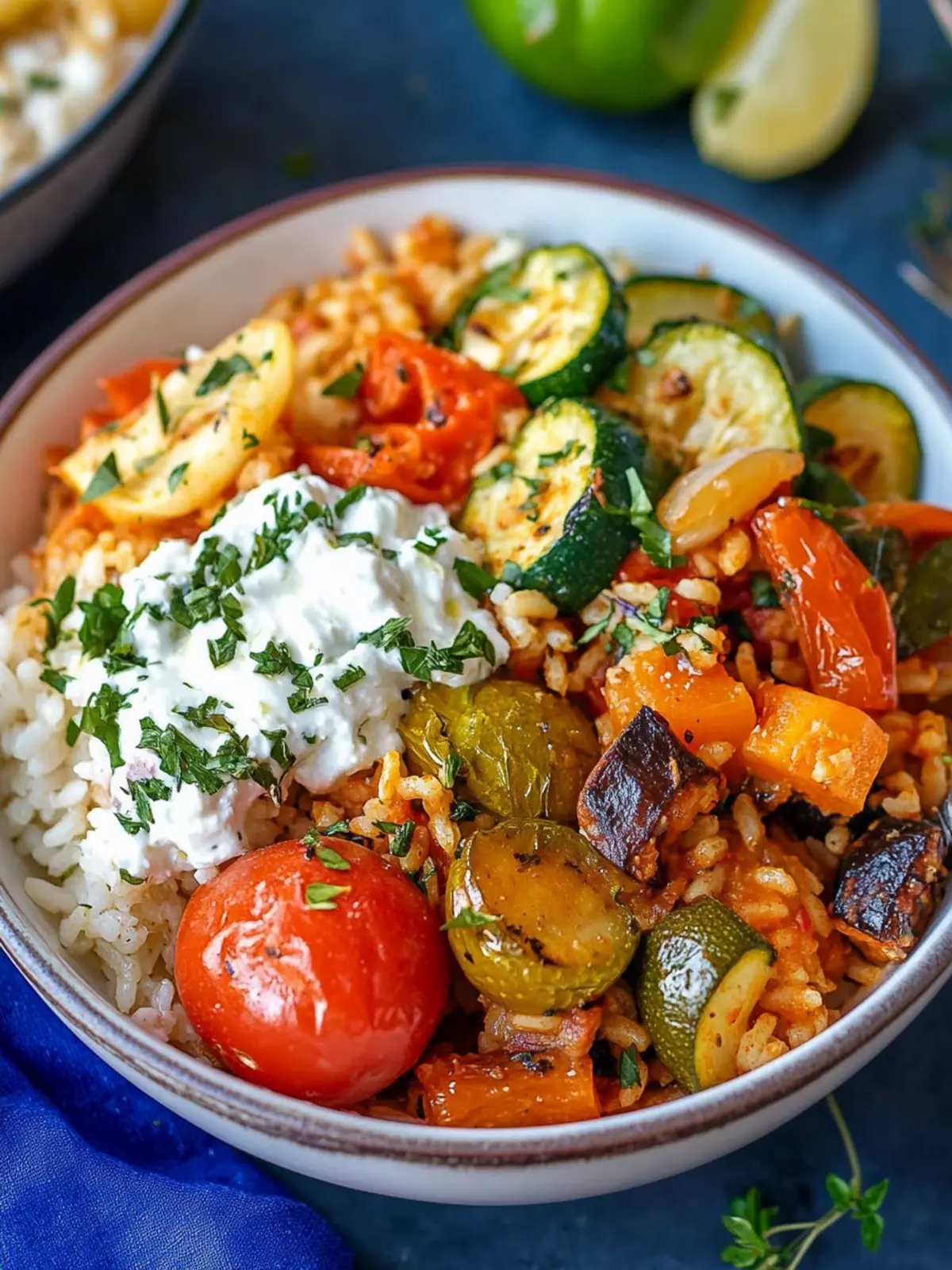 Mediterranean Rice Bowl with Greek-Style Roasted Veggies 2 Mediterranean Rice Bowl with Greek-Style Roasted Vegetables