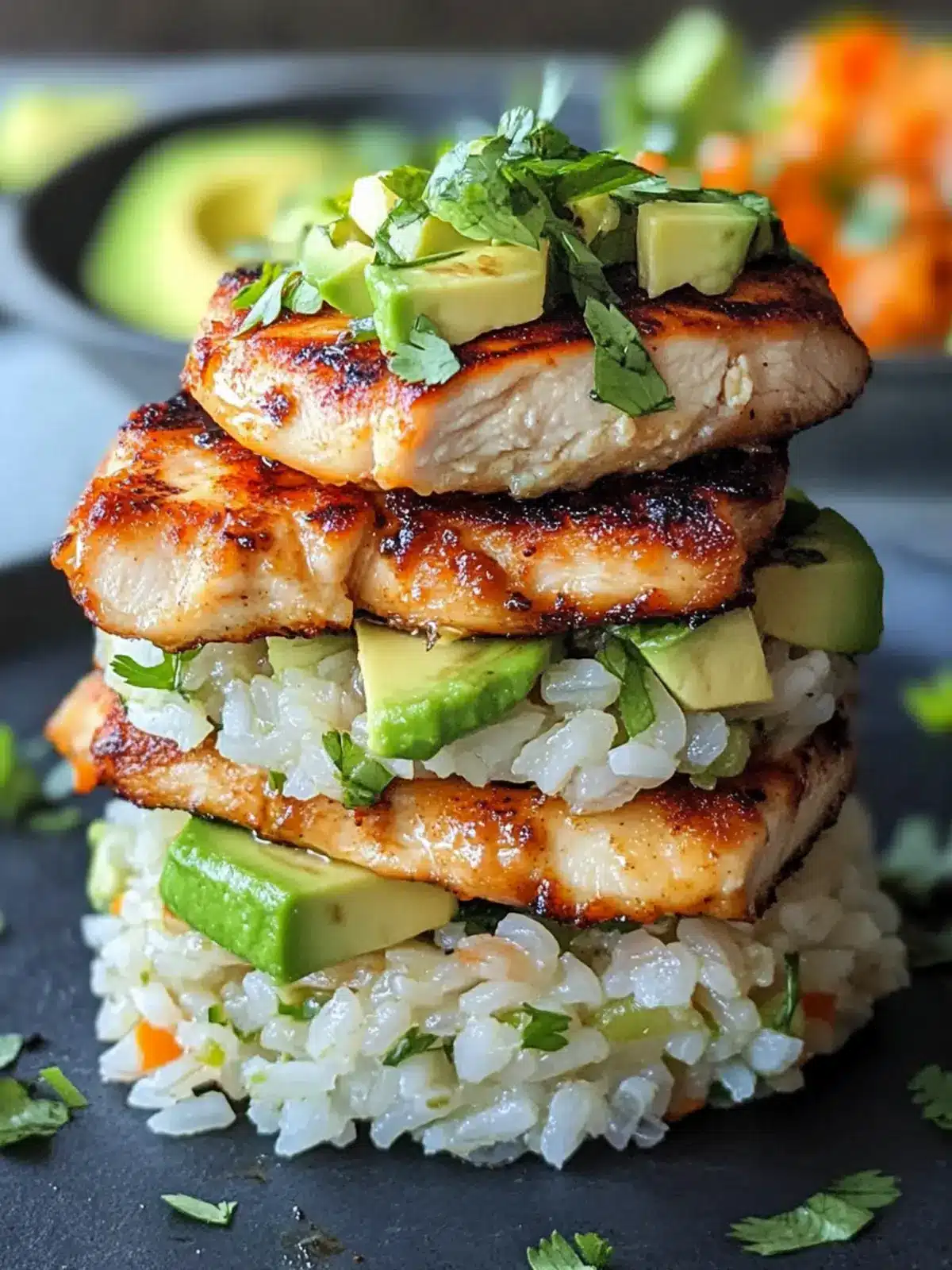 Honey Lime Chicken & Avocado Rice Stack