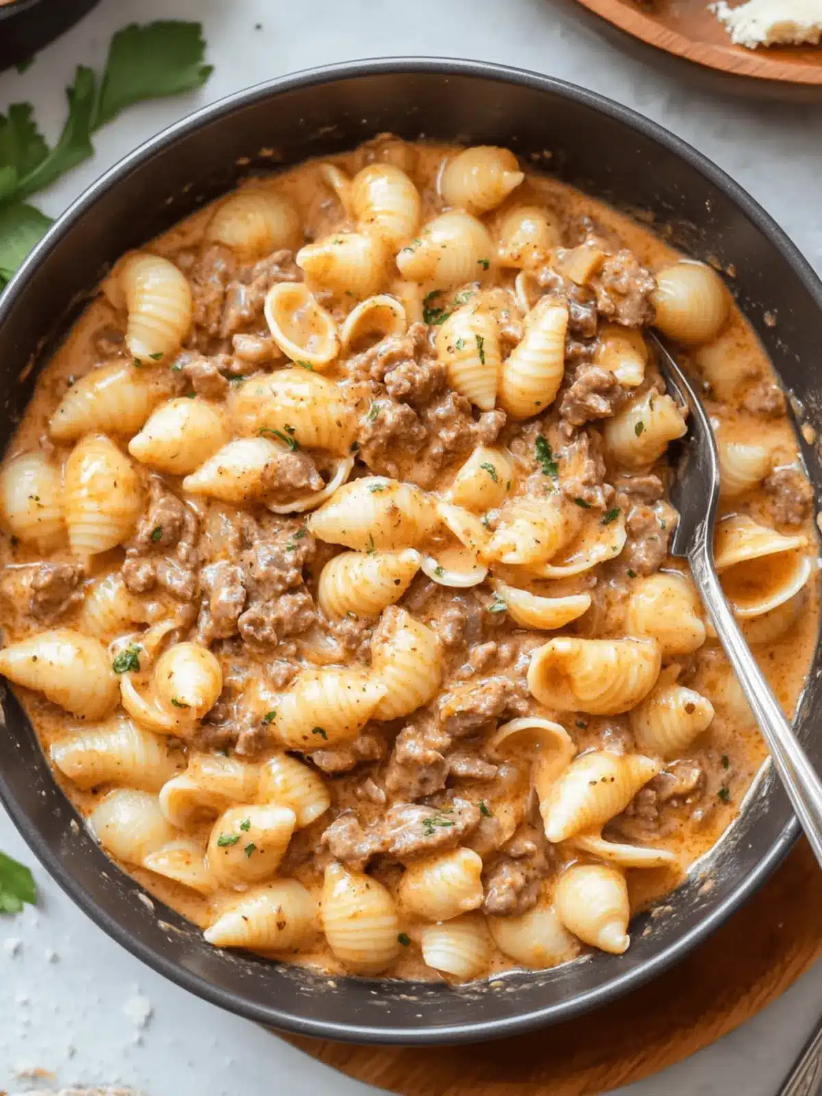 Creamy Beef and Shells