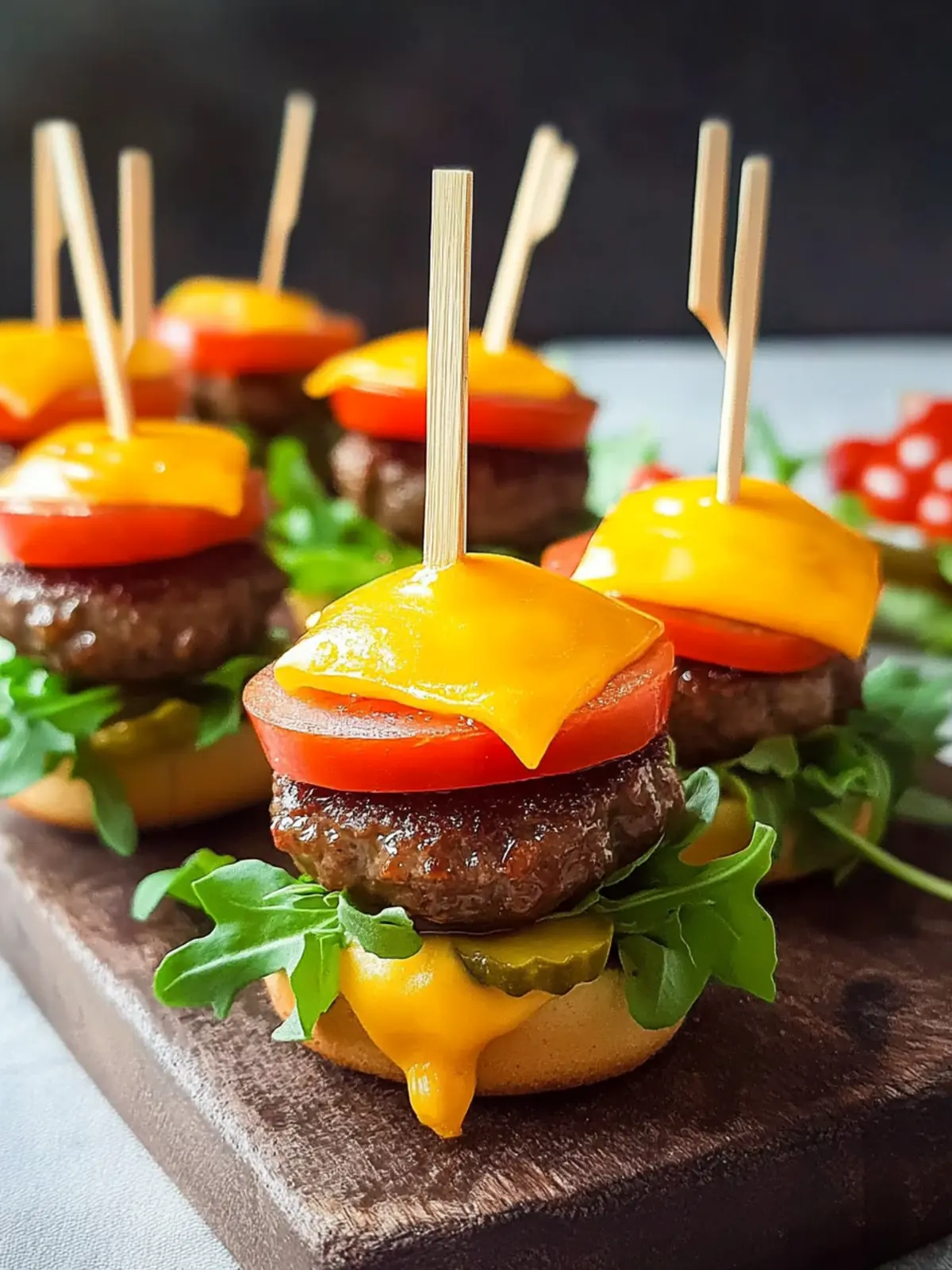 Mini Cheeseburger Bites on Toothpicks