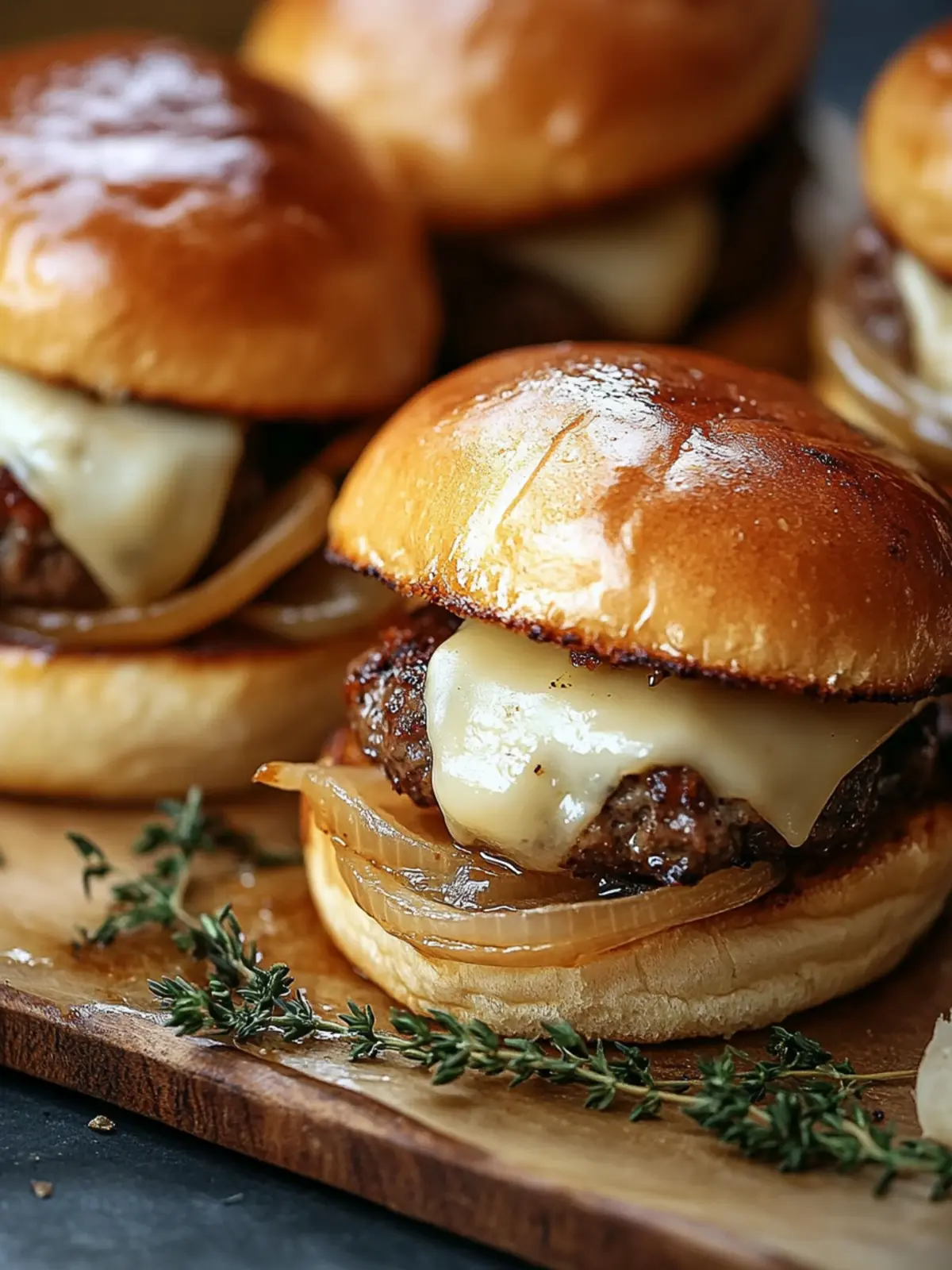Smash Burger Sliders with Brie & Caramelized Onions