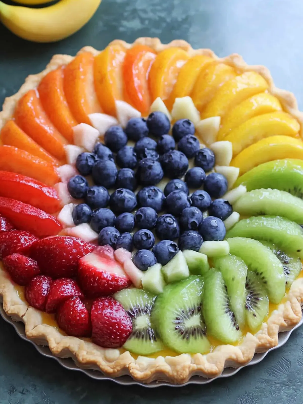 Pride Month Rainbow Fruit Pizza Tart
