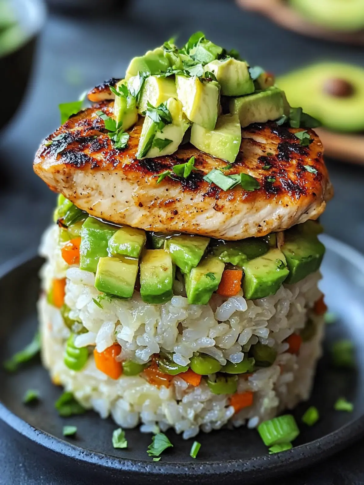 Honey Lime Chicken & Avocado Rice Stack