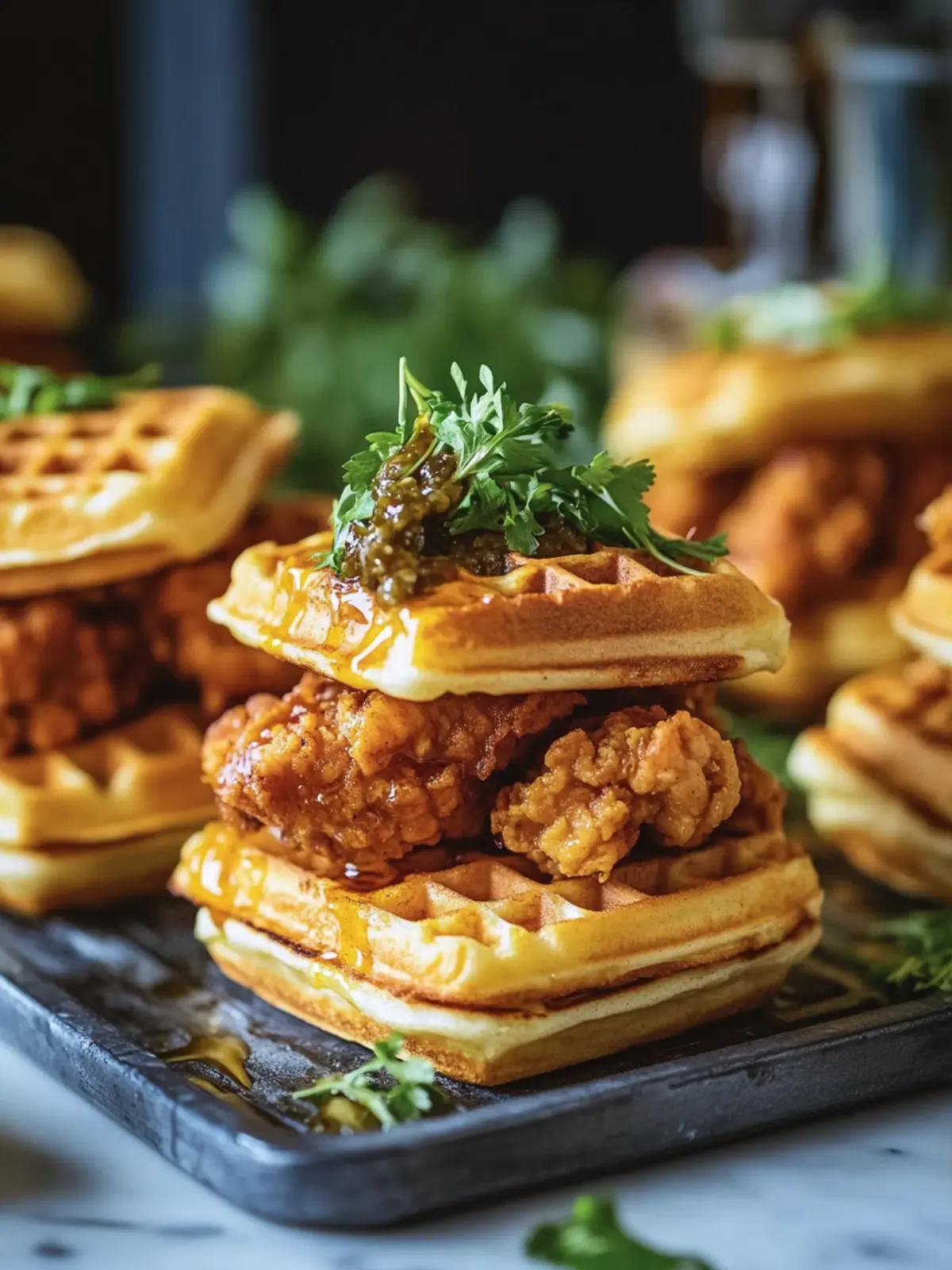 Hot Honey Chicken & Waffle Sliders