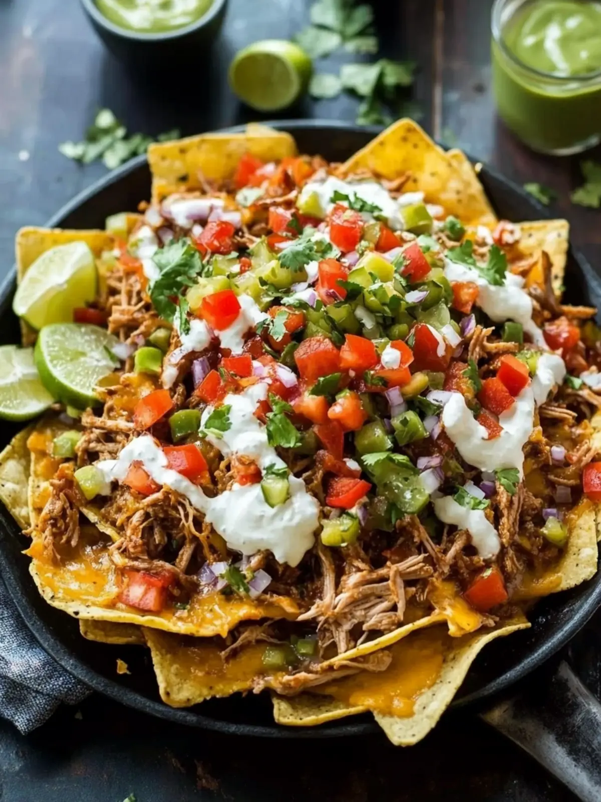 Spicy pulled pork nachos