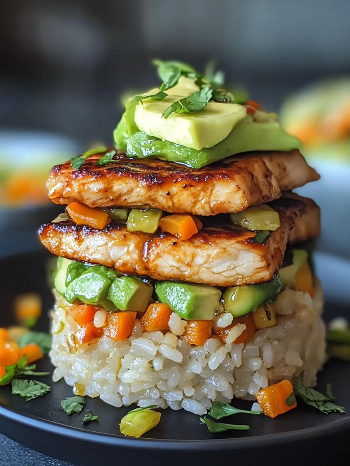 Honey Lime Chicken & Avocado Rice Stack
