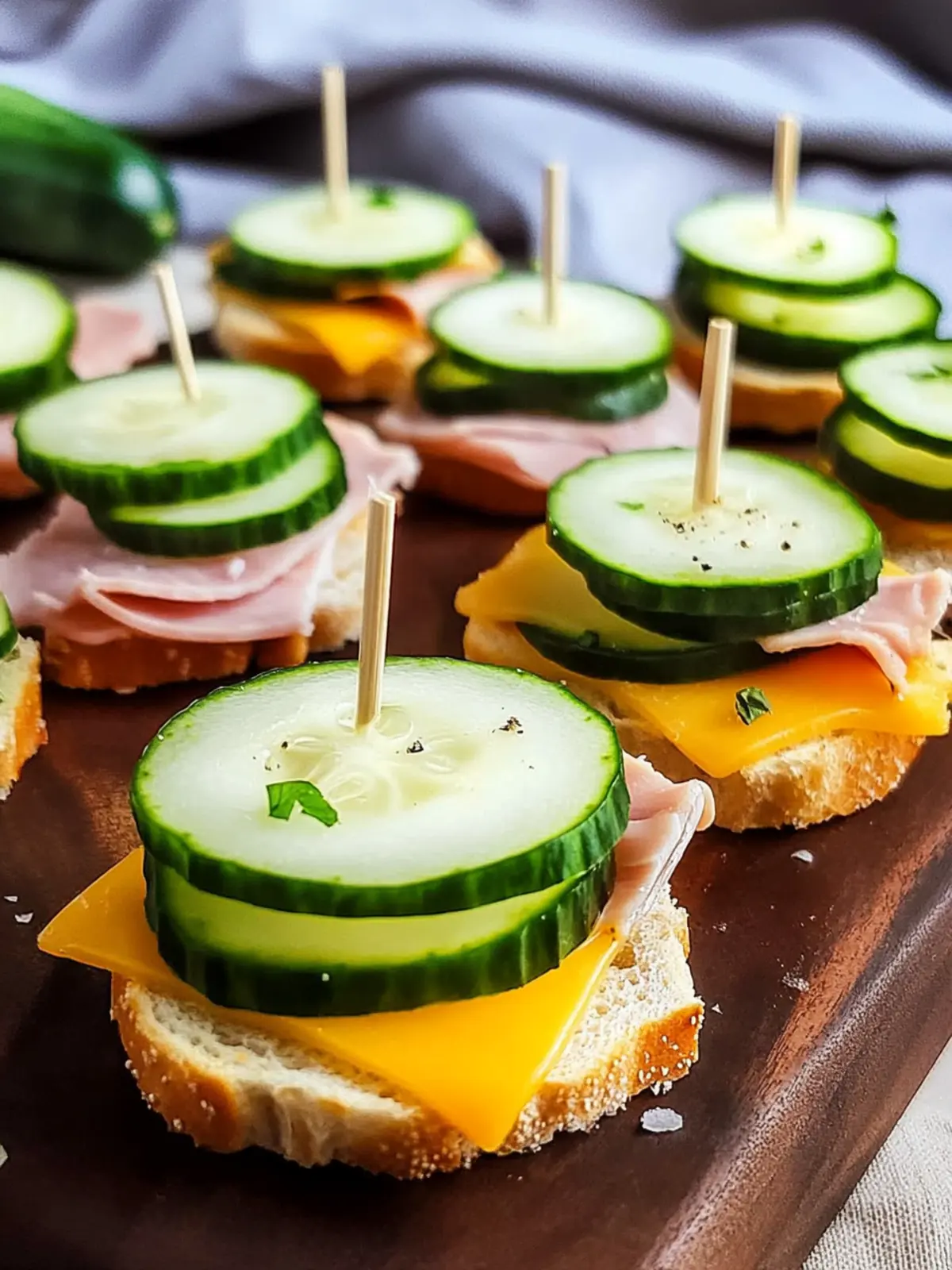 Ham & Cheese Cucumber Sandwich Bites