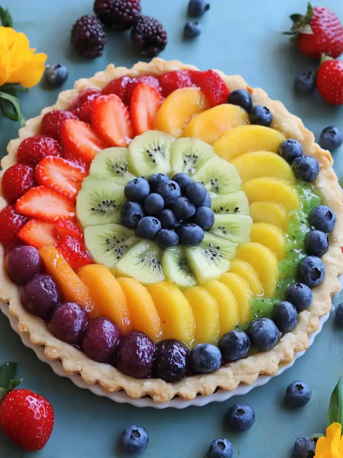 Pride Month Rainbow Fruit Pizza Tart